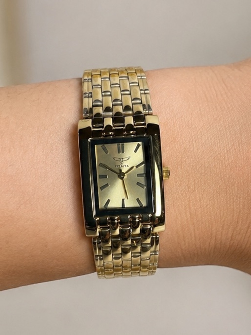 Invicta Gold-Tone Rectangular Men’s Bracelet Watch